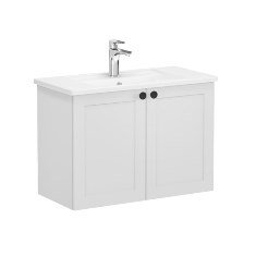 Vitra Root Classic 68646 Lavabo Dolabı, Kapaklı, 80 Cm, Dar, Mat Açık Gri, Köşeli Lavabolu